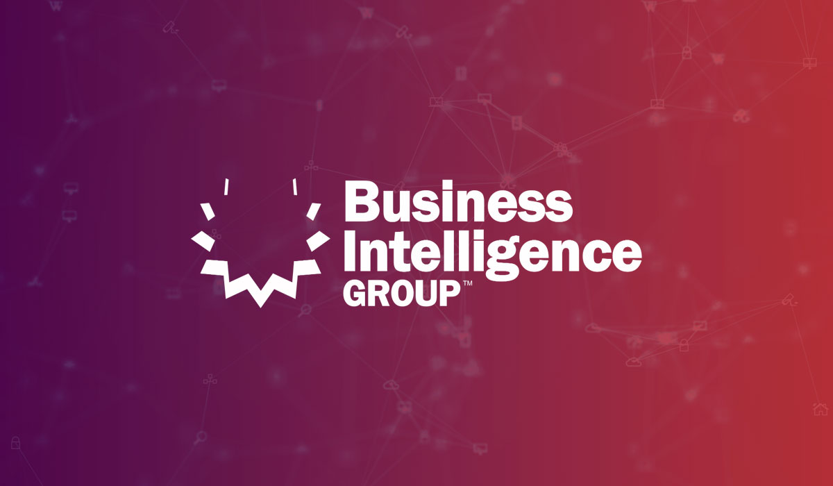 business intelligence group logo on gradient background